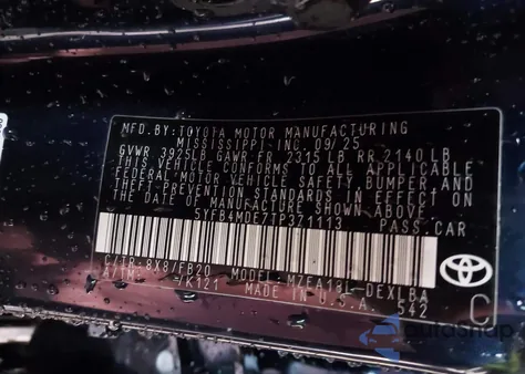 2026 Toyota Corolla Le from USA, damaged, VIN 5YFB4MDE7TP371113